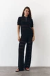 Черная женская футболка поло из вязаного трикотажа Santorini Knit Polo LiLove 445 S - изображение 4