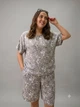 Летний женский костюм из стрейчевого льна Oversize, футболка + шорты L - изображение 3