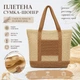 Летняя сумка-шоппер LUNA 2629 Beige Breeze для пляжа, плетёная, с подкладкой и застёжкой-молнией - изображение 3