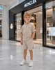 Детский летний костюм MONCLER (футболка + шорты) для мальчика 98-104 см бежевый - изображение 4