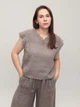 Блуза-футболка жіноча темно-бежева лляна 46830-5 ONE SIZE - зображення 1