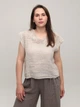 Блуза-футболка жіноча бежева лляна 46830-2 ONE SIZE - зображення 1