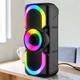 Колонка E портативная с Bluetooth 16 Вт с RGB подсветкой FM/USB/AUX черная (3OZ4) - изображение 3