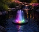 Садовый плавающий фонтан с разноцветной подсветкой RGB на солнечной батарее с насосом и насадками - изображение 1