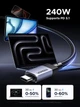 Кабель зарядний UGREEN USB C to USB C 240W 40Gbps USB C Cable USB4.0 GEN3 8K 60Hz PD 3.1 1 м Grey (L705) - зображення 4
