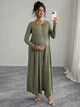 Комплект для вагітних (кардиган + сукня) Shein sz25090448225880414 XL зелений (100012154) - зображення 3