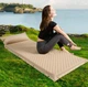 Надувной матрас с подушкой и встроенным насосом, 190х65х3 см, наполнитель Memory Foam, самонадувающийся, с чехлом для переноски, надежный материал, бежевый - изображение 3
