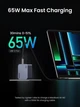 Зарядний пристрій UGREEN Nexode Pro 65W x755, GaN, Mini, Fast Charger, PD 3.0, QC 4.0+, 3-Port, USB-C, USB-A, мережевий, Gray - зображення 6