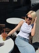 Хлопковый женский топ майка с открытыми плечами и драпировкой с брошью 46-48, Белый - изображение 5
