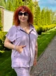 Костюм женский летний спортивный з капюшоном двонитка цвет сиреневый размер 60-62 - изображение 3