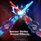 Световой меч Feibei Fire Spin с двумя лезвиями, выдвижной, светящийся, для детей, мальчиков, в стиле «Звездных войн», лазерный меч, подарок на день рождения, 3-6 лет. - изображение 3