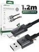 Дата кабель USB-C to USB-A кабель для зарядки телефона, для передачи данных с автосмоткой магнитный в тканевой нейлоновой оплётке 1.2м 3A AceFast Fast Charging Data Cable - изображение 1