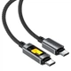 Дата кабель USB-C to USB-A кабель для заряджання телефона, для передавання даних у тканинному нейлоновому обплетенні з градієнтною підсвіткою 1.2m 60W 3A AceFast Black - зображення 3