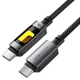 Дата кабель USB-C to USB-A кабель для заряджання телефона, для передавання даних у тканинному нейлоновому обплетенні з градієнтною підсвіткою 1.2m 60W 3A AceFast Black - зображення 4