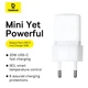 Сетевое зарядное устройство Baseus Palm PD/FC 20W USB-C with USB-C to USB-C Cable 1 m White (P10111602213-01) - изображение 5