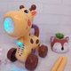 Детская игрушка-каталка для мыльных пузырей на аккумуляторе Жирафа с подсветкой 18х12х46 см Желтая - изображение 2