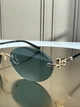 Солнцезащитные очки Tiffany & Co TF3104D бесправные овальные золотые, голубая линза, черные дужки, женские, - изображение 3