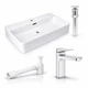 Комплект Qtap Nando LT 610×420 White: подвесная раковина + смеситель Nando Chrome + донный клапан + сифон - изображение 1