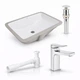 Комплект Qtap Stork 535×365 White: врезная раковина под столешницу + смеситель Nando Chrome + донный клапан PU02O + сифон - изображение 1