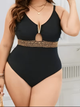 Суцільний купальник Plus Size з декоративною вставкою та акцентним поясом Diamond WM1223064 4XL - зображення 1