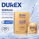Презервативи DUREX Sensual Regular Fit Extra Lube 20 ШТ гладкі латексні з додатковою змазкою для комфорту - зображення 1