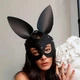 Маска Зайчик Playboy из эко-кожи с металлическими элементами, регулируемый размер, чёрный - изображение 2