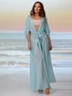 Женская длинная пляжная туника Long из шифона бирюзовая 42-50 (S-XXL) - изображение 2