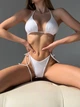 Купальник роздільний Thongs зі стрінгами та зав'язками білий L - зображення 3
