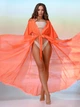 Жіноча довга пляжна туніка Long з шифону помаранчева 42-50 (S-XXL) - зображення 1