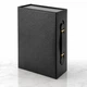 Подарункова коробка з ручкою BLACK 28,2×20,9×9,2 см, складана чорна коробка на магнітах під шкіру - зображення 6