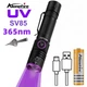 Ультрафиолетовый фонарик - детектор AloneFire SV85, 365nm, 5W с зумом / линзой / аккумулятором 18650 и кабелем T-C - изображение 1