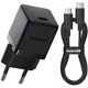 Сетевое зарядное устройство 20W с кабелем Type-C-Type-C Baseus Palm Fast Charger Type-C черный - изображение 1