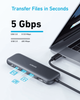 USB-хаб Anker 332 USB-C Hub 5-in-1, PD in 100W, 4K HDMI, 2xUSB-A, USB-C 5Gbps Black (A8355H11) - зображення 4
