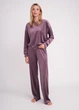 Жіночий велюровий комплект: світшот та штани Giulia SOFT WINTER 5815/080 L Violet-lavender purple - зображення 1