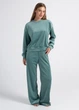Жіночий велюровий комплект: світшот та штани Giulia SOFT WINTER 5815/080 M Green-jade green - изображение 1