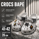 Крокси Crocs Bape сірі 41-42 на стопу 26 см гумові сабо з ремінцем, вентиляційними отворами та джибітсами - зображення 2