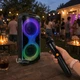 Колонка портативная Bluetooth караоке 40Вт с микрофоном, аккумуляторная аудиосистема PartyBox 2×8 дюймов с RGB подсветки и FM-радио, с телескопической ручкой и колесами для дома, праздников и пикников, TTD-2821 - изображение 3
