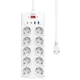 Мережевий фільтр WiWU Wi-S008 14в1 10x220V+2хUSB+2хType-C 2500W PD/QC (2М) електричний подовжувач швидка зарядка для пристроїв Білий - изображение 3