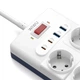 Мережевий фільтр WiWU Wi-S008 14в1 10x220V+2хUSB+2хType-C 2500W PD/QC (2М) електричний подовжувач швидка зарядка для пристроїв Білий - изображение 4