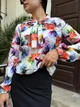 Жіночий костюм з блузою в квіточку та спідницею міді із завищеною талією 44-46, Білий - зображення 2