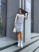 Теплый женский костюм кофта с юбкой из двухсторонней ангоры 50-52, Серый - изображение 4