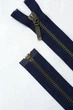 Блискавка YKK металева тип 5 синя/антик 80 см 1 бігунок рознімна - изображение 2