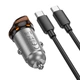 Автомобільний зарядний пристрій Hoco NZ16 30 Вт USB-C PD з кабелем Type-C сірий - зображення 6