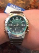 Мужские часы Casio AMW870 серый-зеленый - изображение 3