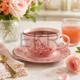 Чашка з блюдцем порцелянові Heritage Toile Collection 250 мл вінтажний рожевий (K313) - изображение 4