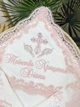 Крыжма для девочки Family Tradition велюровая махра плюш с вышивкой и кружевом 100х100 см белая Господнее благословение - изображение 2