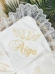 Крыжма для девочки Family Tradition велюровая махра с вышивкой и кружевом 100х100 см белая Прошение ко ангелу - изображение 2