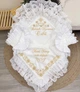 Крыжма для девочки Family Tradition сатин с вышивкой кружевом оборками 100х100 см белый / молочный Божья защита - изображение 1