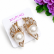 Сережки Xuping Jewelry довжина 2.1см перли 8мм медичне золото позолота 18К с1696 - зображення 1