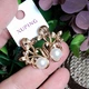 Сережки Xuping Jewelry довжина 2.8см перли 8мм медичне золото позолота 18К с1695 - зображення 5